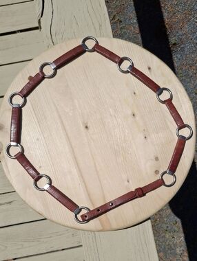 Vintage Linea Pelle Collection Brown Woven Leather And Silver Ring Boho Belt